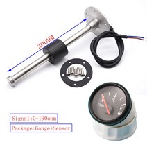 레드 백라이트 연료 게이지 52MM 레벨 센서 125MM 0-190ohm 보트 용 오일 탱크 표시기, 09 300mm