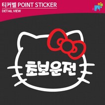 시내연수 키티 초보운전 자동차 스티커 운전면허 데칼스티커, 1개, 대형 오렌지