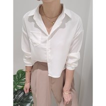 무배 여자 구김없이 여리핏 찰랑 쉬폰 폴리 크롭 숏 베이직 긴팔 셔츠 블라우스 링클프리