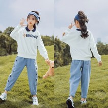 [삐삐네옷가게] 여아 주니어 네이비카라데님세트 가을 청바지 상하