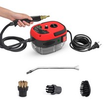 스팀 고압 청소기 차량용 세차기 산업용 업소용 세척기 핸디 분사기 2500w 휴대용 핸드 헬드 주방 자동차 용 브러시 헤드가있는 고온 가압, 빨간색, 유럽 ​​연합, 레드