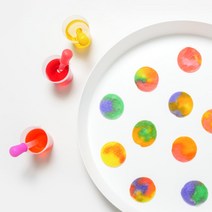 빌랑 스포이드 식용색소 미술놀이 키트 - 유아 미술놀이 소근육발달 유아 색인지 물감놀이 코인티슈 화장솜 놀이, 빌랑 놀이트레이(화이트) 포함