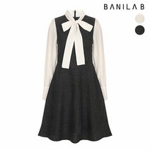 바닐라비 [바닐라비] 여성 리본 타이 트위드 미니 원피스