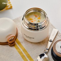 에스앤 오슬로 스텐 316 보온보냉 푸드자 죽통 이유식용 브리오슈, 300ml/아이보리, 300ml아이보리