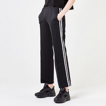 폴리 원단 남녀 2선 스트레이트 팬츠 블랙