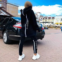 데님 바디 점프 슈트 수트 작업복 여성 글자 인쇄 스트라이프 투피스 세트 캐주얼 트레이닝복 후드 스웨트팬츠 정장 패션 오피스 레이디 스트리트웨어