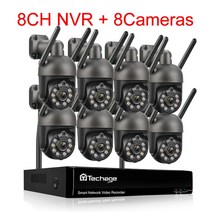 Techage 무선 비디오 보안 카메라 시스템 야외 양방향 오디오 와이파이 IP 카메라 P2P CCTV 감시 NVR 키, 04 8CH NVR 8 Camera C_03 3T