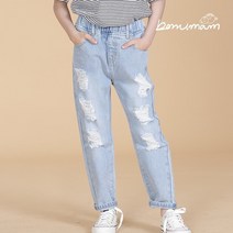 [보누맘]블루팝스 구제 세미배기 청바지
