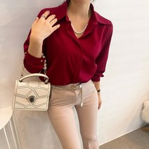 탈부착 목걸이 카라 새틴블라우스