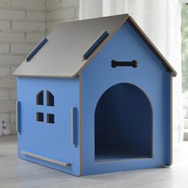 조립식 원목 나무 강아지 집 DIY 제작 대형 반려견 침대 애견 하우스, 블루 도어없음