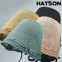 [햇츠온]H1-2402 HatsON 브랜드 여성 여름 블랙 핑크 코디 메쉬 폴리 밀짚 벙거지 보닛 보넷 챙 모자 AA