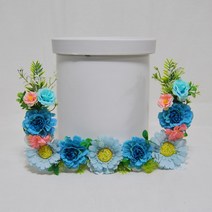 납골당 장식 ㄷ자 바닥 장식 리스 - 블루국화 장미