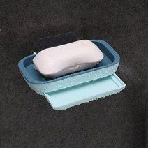 벽부착 물빠짐 비누받침(블루) 이중 비누대 디오거나이저 욕실선반 다이소 이케아, 상세페이지 참조