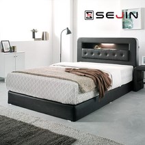 세진침대 세진 리우 LED 투매트리스침대+솔리드 독립매트리스Q, 초코브라운(퀸)