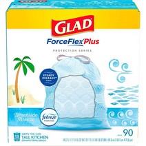 GLAD ForceFlexPlus 톨 주방 드로스트링 쓰레기 봉투 주방 쓰레기통용 49.2L(13갤런) 핑크 쓰레기 봉투 벚꽃 페브리즈 신선함 및 누출 방지 90개, Blue_90 Count (Pack of 1)