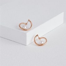 클루(CLUE) 당일배송 원형 진주 원터치 실버귀걸이_로즈골드 CLER20305OPW