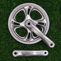 48T 170mm 152mm 자전거 크랭크셋 싱글 스피드 플라스틱 더블 커버 크랭크 세트 스퀘어 홀 접이식 자전거 스프로킷 휠 부품, Double cover, 48T Silver 152mm