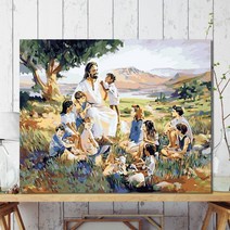 예수님 하느님 성모마리아 예수 DIY 그림 유화 명화 그리기 페인팅 기독교 색칠하기 페인트 세트 인테리어 장식, P + [40cmx50cm 사이즈]