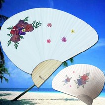꽃누르미 압화부채만들기패키지 조개부채 대 수국꽃 패키지 국산 누름꽃부채만들기 부채체험패키지, 조가비부채 소(접착한지)