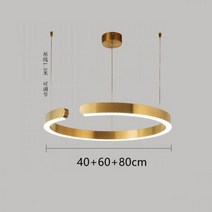 북유럽 스타일 C 링 Led 펜던트 조명 조도 조절 가능 테이블 식당 침실 주방용 행잉 램프 미니멀리스트 장식 광택 기구, gold 40 60 80cm_Warm White (30