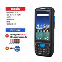 카드결제기 안드로이드 9.0 PDA 견고한 핸드 헬드 터미널 데이터 수집기 무선 1D 2D QR 레이저 바코드 스캐, 05 1D Honey NFC_03 UK