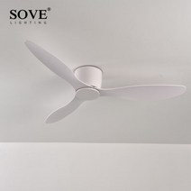 천장 실링팬 타프팬 천정선풍기 저소음 SOVE-낮은 바닥 현대 팬 빛 없음 DC 30W 원격 제어 홈 간단한 조명 220V, White Matte White, 42 inch