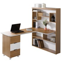 [위퍼니즈] 스마일 코너 책상세트 - 1600 서랍형, 오크