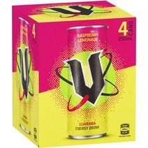 V Energy Drink Raspberry Lemonade Guarana 호주 브이 에너지 드링크 라즈베리 레모네이드 과라나 250ml 4캔 음료