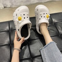 여성 푹신한 키높이 크럭스 통굽 펀칭 슬리퍼 사무실 아쿠아 샌들 가벼운 발편한 실내화