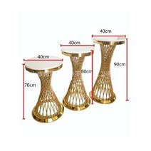 반짝이는 아연 도금 골드 파티 배경 받침대 스탠드 꽃 풍선 아치 테이블 기둥 케이크 웨딩 Desser 3 팩