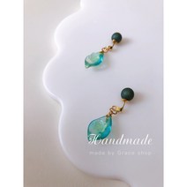 [그레이스샵 ]여성패션 925은침 꽃잎 글라스 악세사리 귀걸이