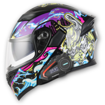 킥커머스 초경량 블루투스 풀페이스 시스템 오토바이헬멧 하이바 바이크 헬멧, 데빌카우