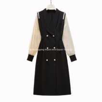 더블 버튼 원피스 77사이즈 빅사이즈 여자 가을 뚱뚱한 자매 사이즈 가 브레스트 진주