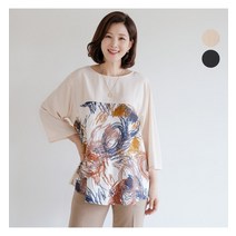 김여사 드로잉 나염 인견 블라우스 엄마옷/마담옷/중년여성/40대/50대