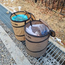 캠핑지구 팝업 쓰레기통 쓰레기봉투 걸이 접이식 바스켓 대형, 팝업쓰레기통[카키/풀세트]