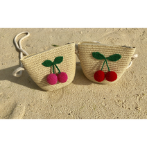 바캉스 여아 왕골 라탄 가방 유아동 어린이 아기 체리 크로스백 여행 생일선물 휴양지