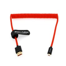 Atomos Ninja V용 편조 코일 케이블 8K 2.1 마이크로 HDMI to Canon-R5C R5 R6 용 4K-60P 레코드 48Gbps, 01 빨간
