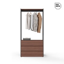 아이데뉴 터치 드레스룸 100cm 3단서랍 행거 (단독형), 화이트워시