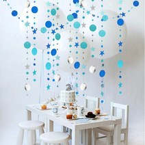 4살생일 파티 친구 엄마 생일 천장꾸미기 파티 반짝이커튼 미니가랜드 프러포즈 웨딩장식, 블루