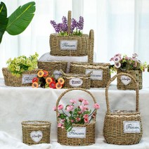 카롤샵 (균일가전) 라탄 선물바구니 행잉플랜트 화분커버 사탕 꽃바구니 모음, G타입