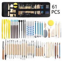 도예 조소 도자기 도구 피스 점토 키트 초보자 전문가용 모델링 셰이퍼 케이스 가방, 61pcs