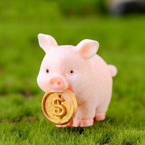 미스토토 테라리움 황금돼지 장식 미니어쳐 5종, P697E_황금의자앉은돼지