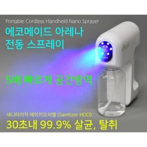 자동 방역 소독기 나노 스프레이 충전식 초미세 고압분사 분무기 셀프 방역기 + 소독제 4리터 증정, 화이트