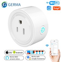 스마트싱스 스마트플러그 GERMA US 10A 스마트 와이파이 소켓 전원 플러그 Tuya 모바일 앱 원격 제어 라이프 알렉사 구글 홈으로 작동, [01] US Plug, 한개옵션1, 01 US Plug