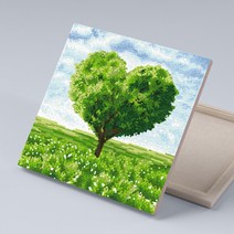 바보사랑 아이러브페인팅 DIY캔버스형 보석십자수 30x30cm 그린하트트리.아이러브페인팅