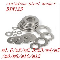 와샤 100pcs50pcs din125 m1.6 m2 m2.5 m3 m3.5 m4 m5 m6 m8 304 스테인레스 스틸 플랫 와셔 일반 와셔 플랫 켓, m1.6 100개