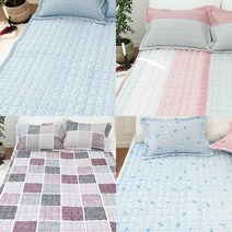 더와이 시원한 여름 시어서커 침대패드 겸 카페트 SS Q, Q_블루