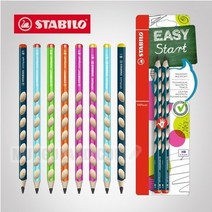 스타빌로 이지 그래프 HB 연필 2본 오른손 왼손 고급연필 홈그립, B, 블루B