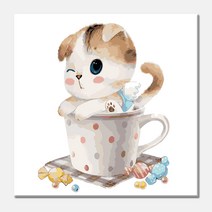 diy 명화그리기 핑크냥이 로즈캣 쿠키캣 도트캣 40x40 고양이 그림 색칠 꽃 집콕 방꾸미기 취미생활, S12 도트캣