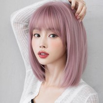 제니 애쉬 핑크 탈색 중단발 가발, 애쉬핑크, 단일사이즈